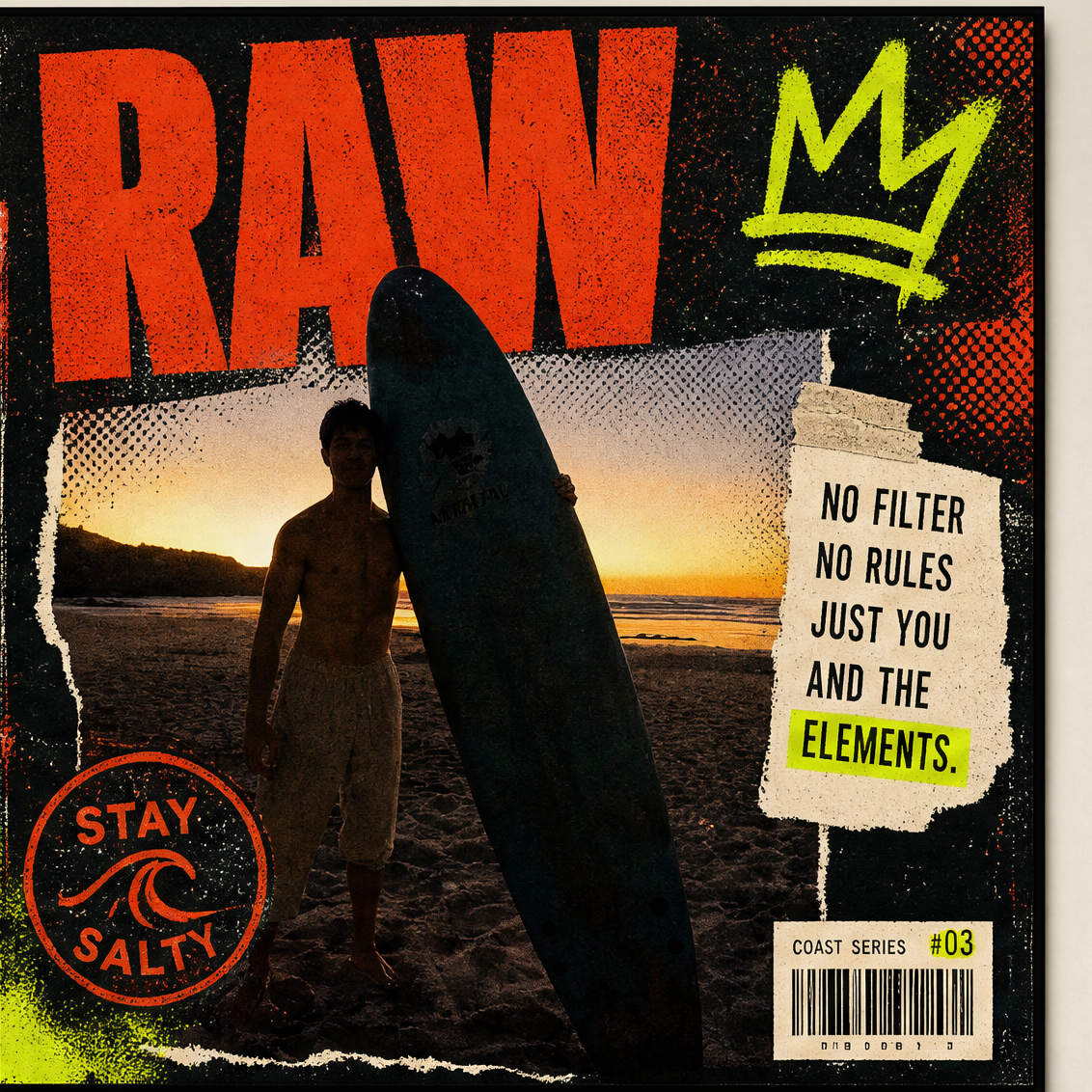 RAW — surf poster